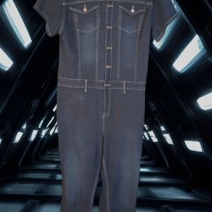 Fashion Nova Dark Blue Denim Jumpsuit